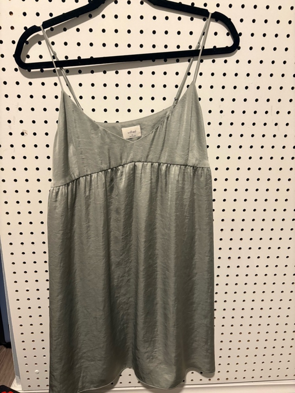 Wilfred Sage Green Satin Slip Dress with Spaghetti Straps